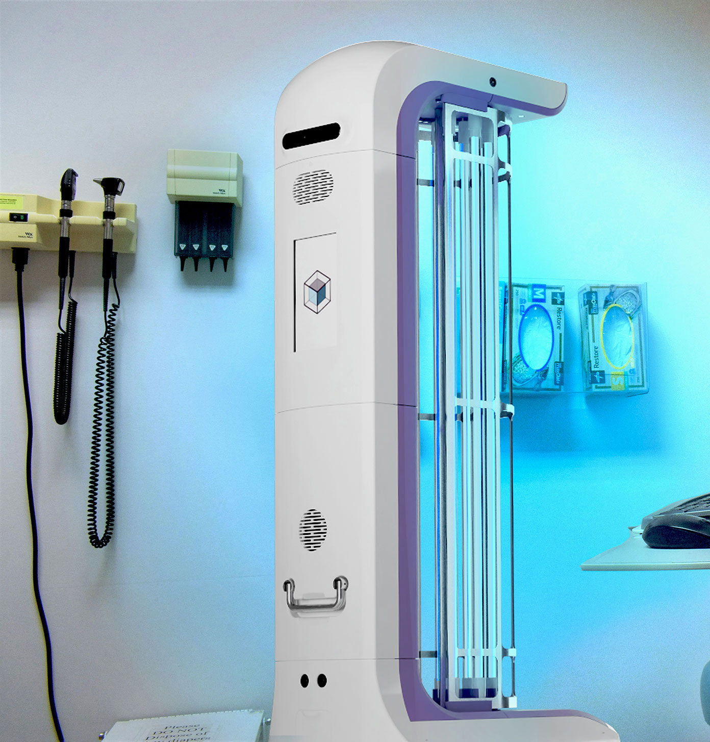 Violet UVC Robot illuminated